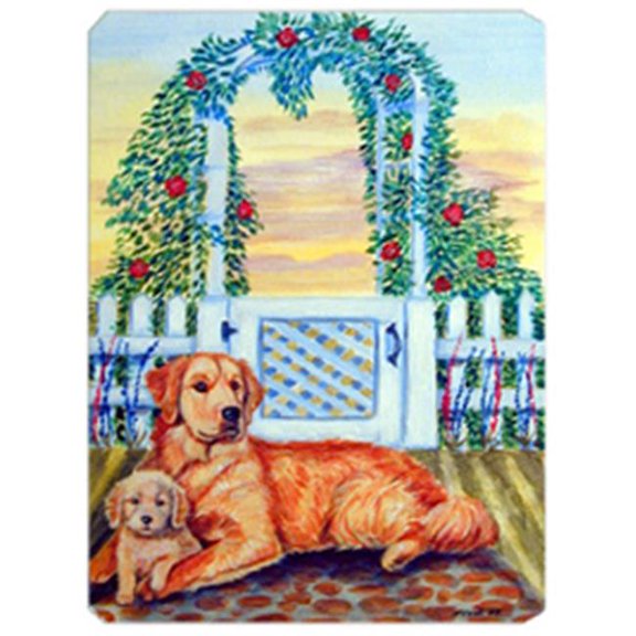 8 x 9.5 in. Golden Retriever with Puppy at the Gate Mouse Pad, Hot Pad Or Trivet