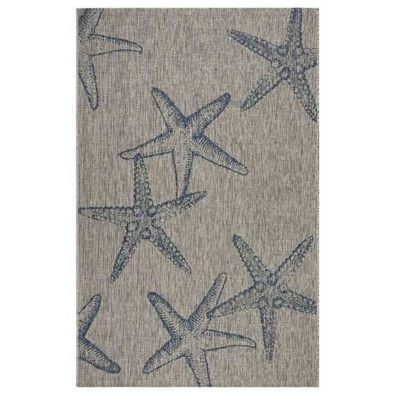 8’ x 9’ Blue Starfish Indoor Outdoor Area Rug