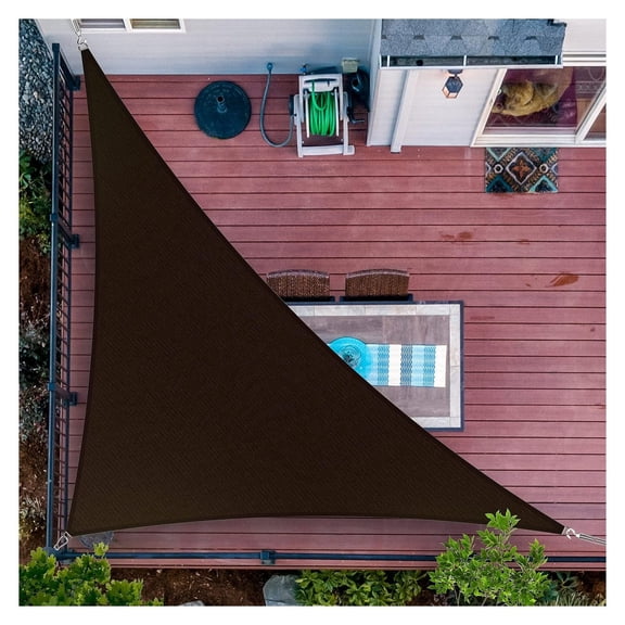 8' x 9' x 12' Brown Sun Shade Sail UPF50 Right Triangle SMTAPT12 Canopy Fabric Cloth Screen, Water Air Permeable & UV Resistant, Heavy Duty (We Customize Size)