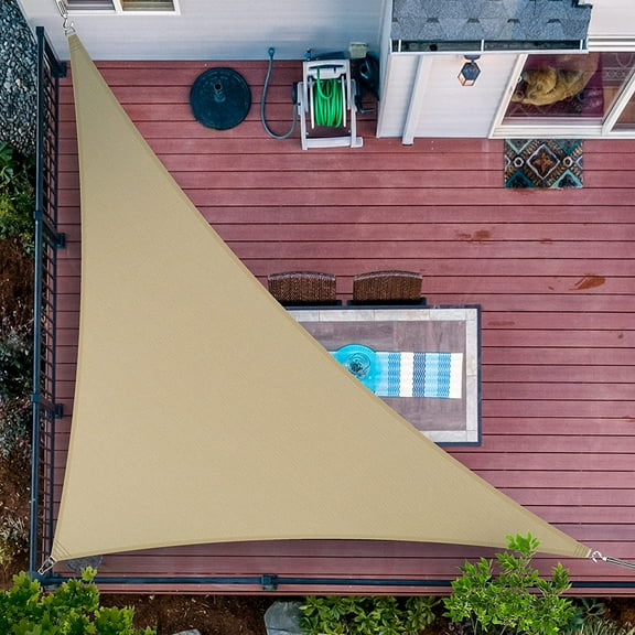 8' x 9' x 12' Sand Beige Sun Shade Sail UPF50 Right Triangle Canopy Fabric Cloth Screen, Water Air Permeable & UV Resistant, Heavy Duty (We Customize Size)
