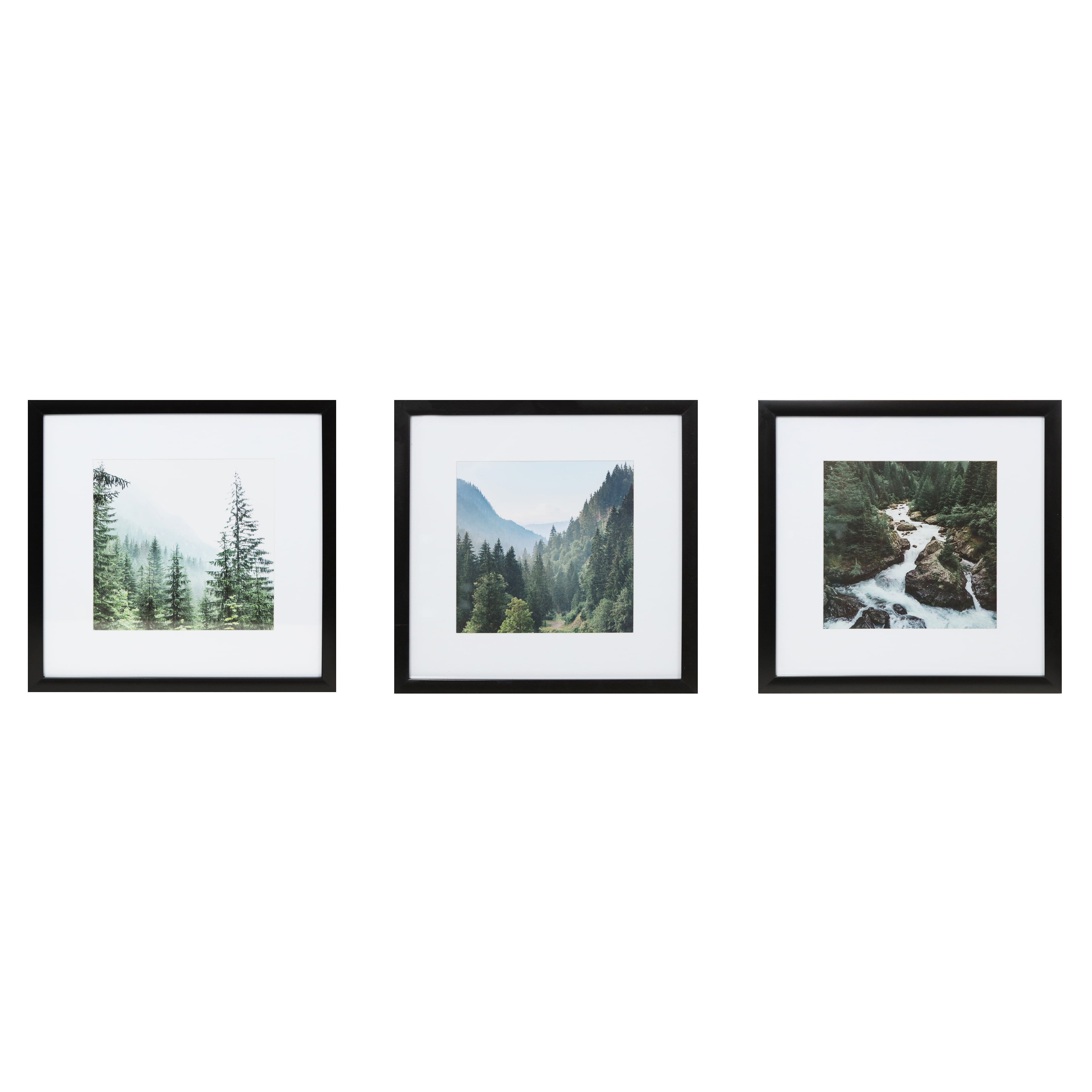 8" x 8" Black Gallery Picture Frame Set with Mat - 3 Pack