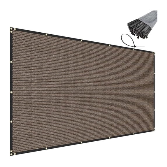 8' x ' Brown Privacy Fence Screen Heavy Duty Windscreen Mesh Fencing Shade Fabric with Brass Grommets for Outdoor Fence Garden Patio Swimming Pool