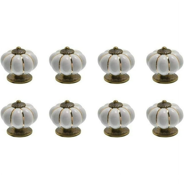 8 x Ceramic Drawer Knobs Pumpkin Shape Furniture Knob for Kitchen ...