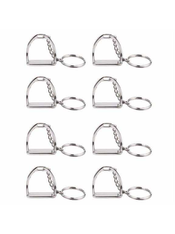 8Pcs Simple Elegant Design Western Stirrup Keychain Key Ring Hanger Tool for Men Women Bag Decoration Equestrian