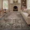 thumbnail image 1 of FEELHOME 8'x10' Area Rug Machine Washable Soft Vintage Distressed Non Slip Carpet for Living Room Bedroom Dining Room Brown, 1 of 6