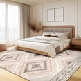 thumbnail image 1 of 8'x10' Area Rugs for Living Room, Machine Washable Non-Slip Carpet, Soft Faux Wool Low Pile Moroccan Farmhouse Western Rug, Pink, 1 of 5