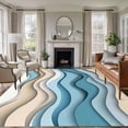 thumbnail image 1 of 8'x10' Area Rugs, Aqua Beige Ombre Indoor Outdoor Area Rug for Living Room Bedroom, Moire Modern Abstract Art Geometric Washable Bathroom Rugs Kitchen Floor Carpet Mats Home Decor Aesthetic, 1 of 8