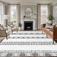 thumbnail image 1 of 8'x10' Area Rugs, Black Geometric Indoor Outdoor Area Rug for Living Room Bedroom, Boho Lines White Modern Abstract Art Washable Bathroom Rugs Kitchen Floor Carpet Mats Home Decor Aesthetic, 1 of 8