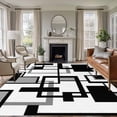 thumbnail image 1 of 8'x10' Area Rugs, Black Grey Geometric Indoor Outdoor Area Rug for Living Room Bedroom, Modern Abstract Art White Washable Bathroom Rugs Kitchen Floor Carpet Mats Home Decor Aesthetic, 1 of 8