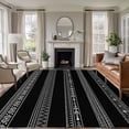 thumbnail image 1 of 8'x10' Area Rugs, Black White Geometric Indoor Outdoor Area Rug for Living Room Bedroom, Modern Striped Plaid Abstract Art Washable Bathroom Rugs Kitchen Floor Carpet Mats Home Decor Aesthetic, 1 of 8