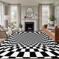 thumbnail image 1 of 8'x10' Area Rugs, Black White Plaid Indoor Outdoor Area Rug for Living Room Bedroom, Modern Abstract Checkered Striped Washable Bathroom Rugs Kitchen Floor Carpet Mats Home Decor Aesthetic, 1 of 8