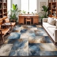 thumbnail image 1 of 8'x10' Area Rugs, Blue Brown Abstract Indoor Outdoor Area Rug for Living Room Bedroom, Modern Color Block Geometric Art Washable Bathroom Rugs Kitchen Floor Carpet Mats Home Decor Aesthetic, 1 of 8