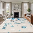 thumbnail image 1 of 8'x10' Area Rugs, Blue Christmas Snowman Indoor Outdoor Area Rug for Living Room Bedroom, Xmas Snowflake Birds Washable Bathroom Rugs Kitchen Floor Carpet Mats Home Decor Aesthetic, 1 of 8