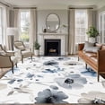 thumbnail image 1 of 8'x10' Area Rugs, Blue Grey Spring Floral Indoor Outdoor Area Rug for Living Room Bedroom, Summer Botanical Elegant Washable Bathroom Rugs Kitchen Floor Carpet Mats Home Decor Aesthetic, 1 of 8