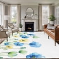 thumbnail image 1 of 8'x10' Area Rugs, Blue Yellow Spring Floral Indoor Outdoor Area Rug for Living Room Bedroom, Summer Botanical Flowers Washable Bathroom Rugs Kitchen Floor Carpet Mats Home Decor Aesthetic, 1 of 8