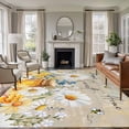 thumbnail image 1 of 8'x10' Area Rugs, Daisy Spring Floral Indoor Outdoor Area Rug for Living Room Bedroom, Farmhouse Botanical Bees Elegant Washable Bathroom Rugs Kitchen Floor Carpet Mats Home Decor Aesthetic, 1 of 8