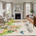 thumbnail image 1 of 8'x10' Area Rugs, Easter Indoor Outdoor Area Rug for Living Room Bedroom, Farmhouse Flowers Wreath Sheep Rabbits Duck Eggs Washable Bathroom Rugs Kitchen Floor Carpet Mats Home Decor Aesthetic, 1 of 8