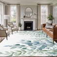 thumbnail image 1 of 8'x10' Area Rugs, Eucalyptus Leaves Indoor Outdoor Area Rug for Living Room Bedroom, Teal Botanical Weeping Summer Washable Bathroom Rugs Kitchen Floor Carpet Mats Home Decor Aesthetic, 1 of 8