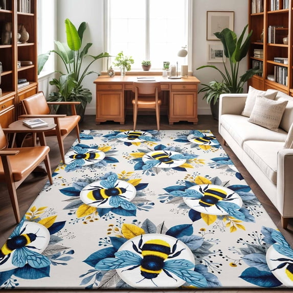 8'x10' Area Rugs, Gray Bees Farmhouse Indoor Outdoor Area Rug for ...