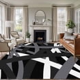 thumbnail image 1 of 8'x10' Area Rugs, Gray Black Geometric Indoor Outdoor Area Rug for Living Room Bedroom, Modern Art Abstract Grey Line Washable Bathroom Rugs Kitchen Floor Carpet Mats Home Decor Aesthetic, 1 of 8