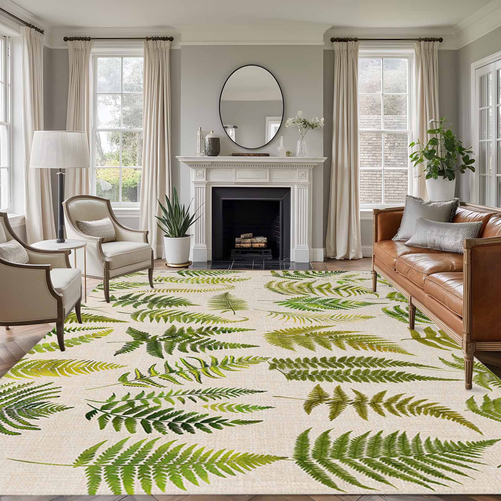 8'x10' Area Rugs, Green Summer Botanical Indoor Outdoor Area Rug for ...