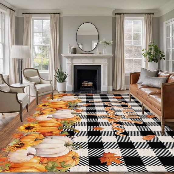 8'x10' Area Rugs, Hello Pumpkins Indoor Outdoor Area Rug for Living ...
