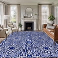 thumbnail image 1 of 8'x10' Area Rugs, Navy Blue Indoor Outdoor Area Rug for Living Room Bedroom, Traditional Tribal Abstract Geometric Art Washable Bathroom Rugs Kitchen Floor Carpet Mats Home Decor Aesthetic, 1 of 8