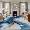 thumbnail image 1 of 8'x10' Area Rugs, Navy Blue Marble Indoor Outdoor Area Rug for Living Room Bedroom, Modern Abstract Ink Painting Washable Bathroom Rugs Kitchen Floor Carpet Mats Home Decor Aesthetic, 1 of 8