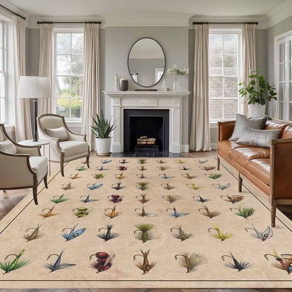 8'x10' Area Rugs, Ocean Fishhooks Indoor Outdoor Area Rug for Living ...