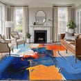 thumbnail image 1 of 8'x10' Area Rugs, Orange Blue Indoor Outdoor Area Rug for Living Room Bedroom, Modern Abstract Geometric Oil Painted Washable Bathroom Rugs Kitchen Floor Carpet Mats Home Decor Aesthetic, 1 of 8