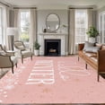 thumbnail image 1 of 8'x10' Area Rugs, Pink Hello Winter Indoor Outdoor Area Rug for Living Room Bedroom, Xmas Winter Snowflake Yellow Pink Washable Bathroom Rugs Kitchen Floor Carpet Mats Home Decor Aesthetic, 1 of 8