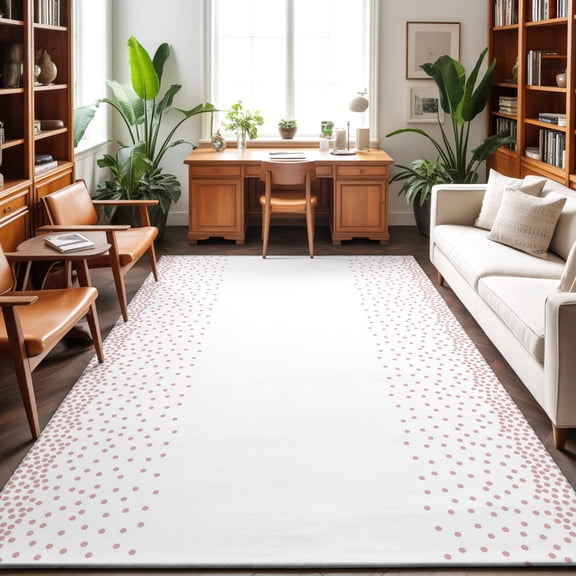 8'x10' Area Rugs, Pink Polka Dots Indoor Outdoor Area Rug for Living Room Bedroom, Modern Fantasy Speckles Minimalist Washable Bathroom Rugs Kitchen Floor Carpet Mats Home Decor Aesthetic