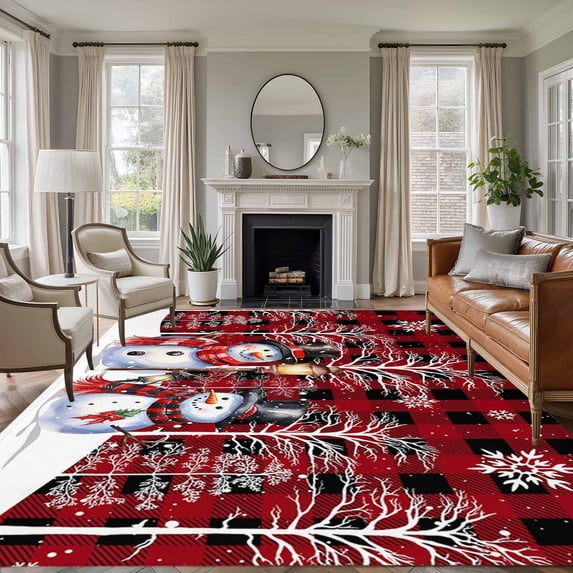 8'x10' Area Rugs, Red Black Plaid Christmas Indoor Outdoor Area Rug for ...