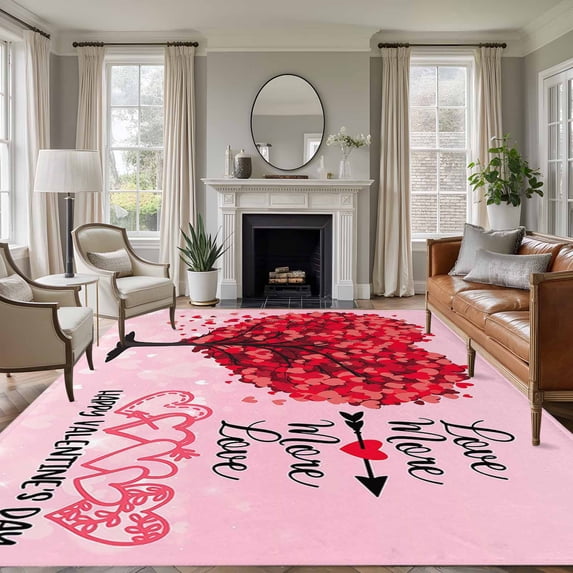 8'x10' Area Rugs, Red Love Heart Tree Valentines Indoor Outdoor Area ...