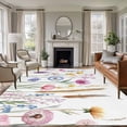 thumbnail image 1 of 8'x10' Area Rugs, Spring Floral Indoor Outdoor Area Rug for Living Room Bedroom, Summer Wild Flower Botanical Washable Bathroom Rugs Kitchen Floor Carpet Mats Home Decor Aesthetic, 1 of 8