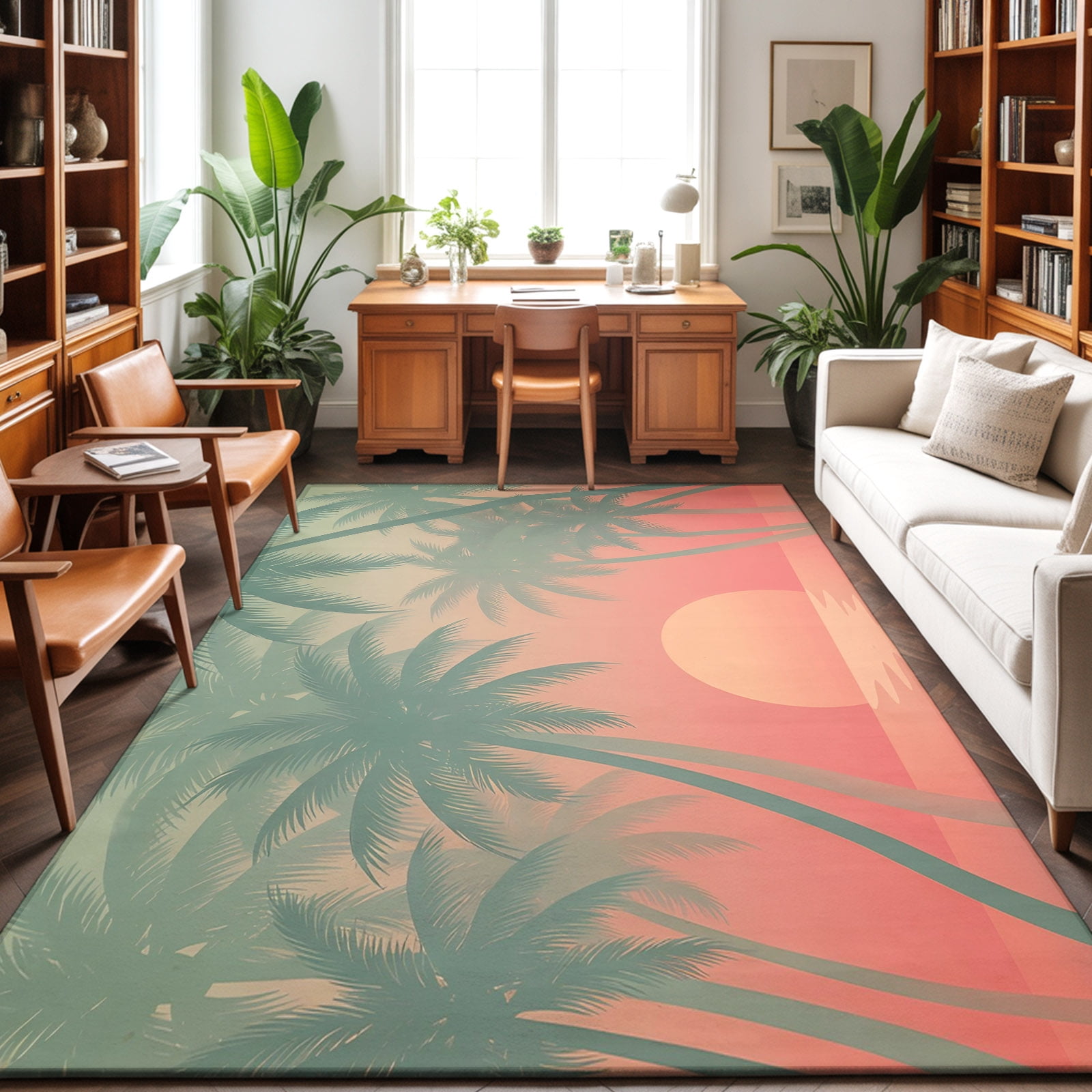 8'x10' Area Rugs, Summer Palm Tree Indoor Outdoor Area Rug for Living ...