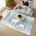 thumbnail image 1 of 8'x10' Area Rugs, Teal Christmas Indoor Outdoor Area Rug for Living Room Bedroom, Xmas Elk Tree Snowflake Washable Bathroom Rugs Kitchen Floor Carpet Mats Home Decor, 1 of 8