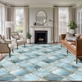thumbnail image 1 of 8'x10' Area Rugs, Teal Morocco Indoor Outdoor Area Rug for Living Room Bedroom, Modern Abstract Art Contemporary Geometric Washable Bathroom Rugs Kitchen Floor Carpet Mats Home Decor Aesthetic, 1 of 8