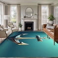 thumbnail image 1 of 8'x10' Area Rugs, Teal Ombre Anchor Indoor Outdoor Area Rug for Living Room Bedroom, Coastal Nautical Metal Luster Anchor Washable Bathroom Rugs Kitchen Floor Carpet Mats Home Decor Aesthetic, 1 of 8