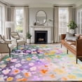 thumbnail image 1 of 8'x10' Area Rugs, Teal Spring Floral Indoor Outdoor Area Rug for Living Room Bedroom, Modern Oil Painted Daisy Botanical Washable Bathroom Rugs Kitchen Floor Carpet Mats Home Decor Aesthetic, 1 of 8
