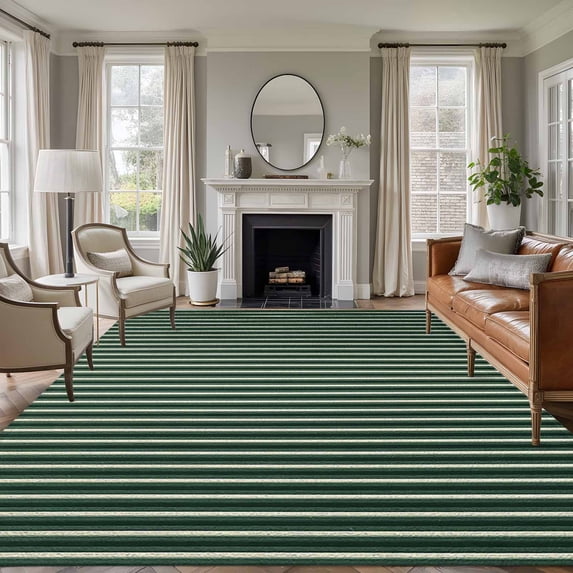 8'x10' Area Rugs, Teal Striped Indoor Outdoor Area Rug for Living Room Bedroom, Turquoise Modern Abstract Art Aesthetics Washable Bathroom Rugs Kitchen Floor Carpet Mats Home Decor Aesthetic