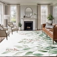 thumbnail image 1 of 8'x10' Area Rugs, Teal Summer Eucalyptus Leaves Indoor Outdoor Area Rug for Living Room Bedroom, Spring Floral Botanical Washable Bathroom Rugs Kitchen Floor Carpet Mats Home Decor Aesthetic, 1 of 8