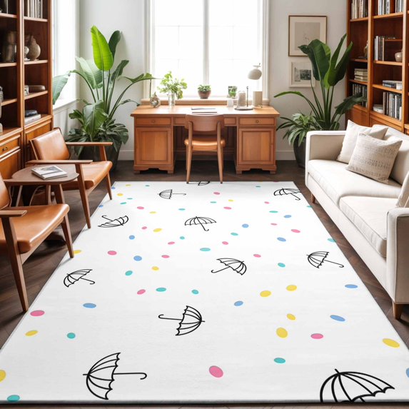 8'x10' Area Rugs, Umbrella Polka Dot Indoor Outdoor Area Rug for Living Room Bedroom, Summer Cartoon Modern Abstract Art Washable Bathroom Rugs Kitchen Floor Carpet Mats Home Decor Aesthetic
