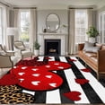 thumbnail image 1 of 8'x10' Area Rugs, Valentine's Day Indoor Outdoor Area Rug for Living Room Bedroom, Red Love Hearts Black Striped Romantic Washable Bathroom Rugs Kitchen Floor Carpet Mats Home Decor Aesthetic, 1 of 8