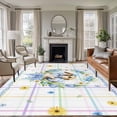 thumbnail image 1 of 8'x10' Area Rugs, Watercolor Easter Indoor Outdoor Area Rug for Living Room Bedroom, Cute Rabbits Flower Wreath Eggs Bow Plaid Washable Bathroom Rugs Kitchen Floor Carpet Mats Home Decor Aesthetic, 1 of 8