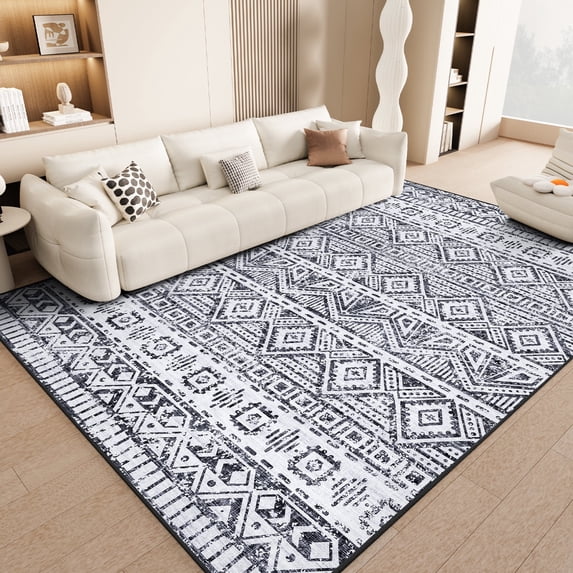 Cozylore 8'x10' Area Rugs for Living Room Modern Rug Soft Low Pile Non Slip Carpet Machine Washable Indoor Rug for Bedroom Dining Room, Gray
