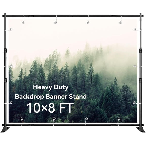 8'x10' Background Stand Backdrop Support System Set- Photo Video Muslin Studio Backdrop Stand with Carry Bag -Adjustable Backdrop Stand for Trade Show, Photography & Video