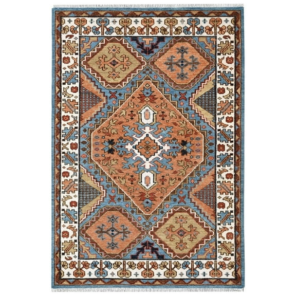 8'x10' Beige Pure Wool Hand Knotted Traditional Design Oriental Rug_20