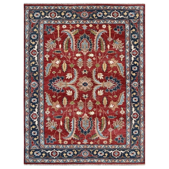 8'x10' Beige Pure Wool Hand Knotted Traditional Design Oriental Rug_6