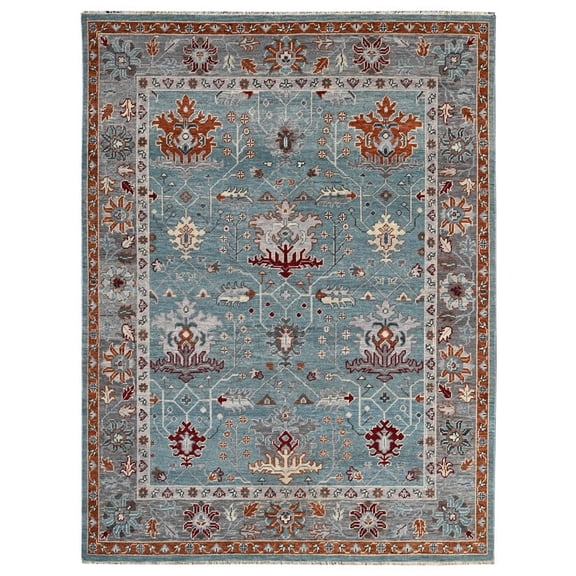 8'x10' Beige Pure Wool Hand Knotted Traditional Design Oriental Rug_7